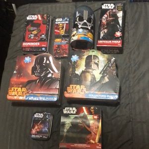 Star Wars Puzzles (6) and Dominoes and 2X Playing Cards, Entertainment Pack BNIB